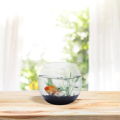 Artibetter Plastic Betta Fish Aquarium Bowl with Hydroponic Basket, Medium 110c Tabletop Fish Bowl for Home Micro Landscape and Aquatic Plant Cultivation
