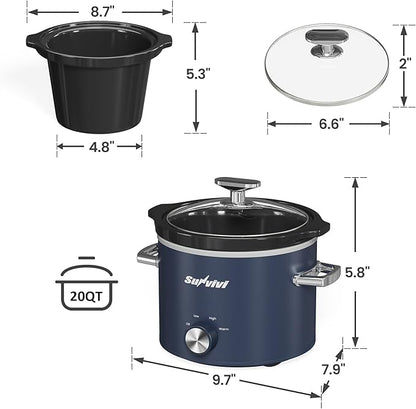 Sunvivi 2 Quart Slow Cooker, Small Slow Cooker