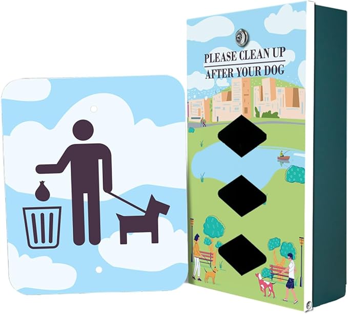 Dispense-Art™ Collection Dog Park Walk - Custom UV-Printed Design on Rust-Proof Aluminum Starter Dog Waste Station/roll Bag System - Includes 400 Waste Bags & 10x12 Sign