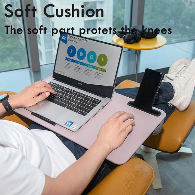 Portable Laptop Desk Fits Up to 16“ Laptops, with Tablet Slot, Built-in Cushion, Great for Home & Office,Lap Desk for Laptop,Lap Desk with Cushion (Grey Violet, Large)