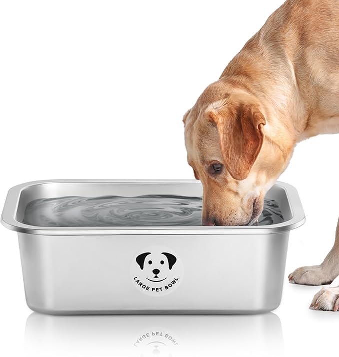 Stainless Steel Dog Bowls for Large Dogs, 0.85 Gallons High Capacity Metal Food Dog Bowls Extra Large Water Bowl for Dogs