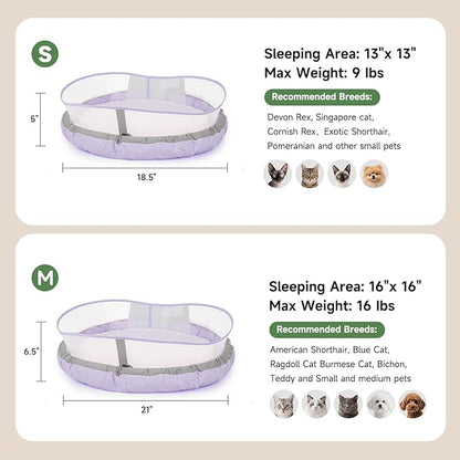 Cat Beds for Indoor Cats, Round Dog Bed for Small Dogs, Puppy, Kitten -Soft Plush Washable Cat Bed Calming with Protective Shield (Purple，21 Inches)