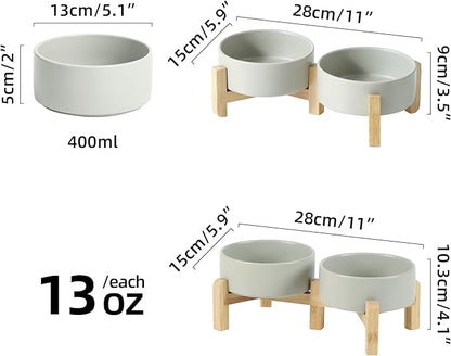 Ceramic Raised Double Bowls Set