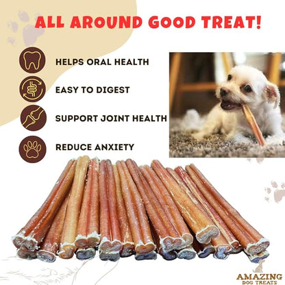 Amazing Dog Treats - Bully Sticks for Small Dogs (6 Inch Junior - 100 Count) - Premium Thin Bully Sticks for Dogs - High Protein, Grass Fed, Additive Free