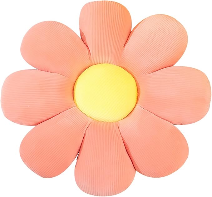 Flower Shaped Throw Pillow - Soft Seating Cushion for Bedroom, Sofa, Bed, Reading - Floor Plush Room Decor (15 inch, Pink)