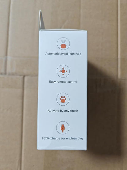 Turbo Tail 3.0 Interactive Cat Toy - Smart Remote Control Electric Mouse with Feathers, 3 Play Modes (Smart/Manual/Standby), Auto Obstacle Avoidance, Type-C, 8H Playtime - Orange (1PC)