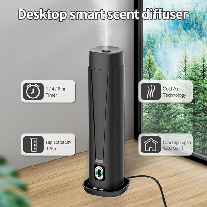 Waterless Scent Diffuser – 1200 Sq Ft Coverage, Essential Oil Diffuser
