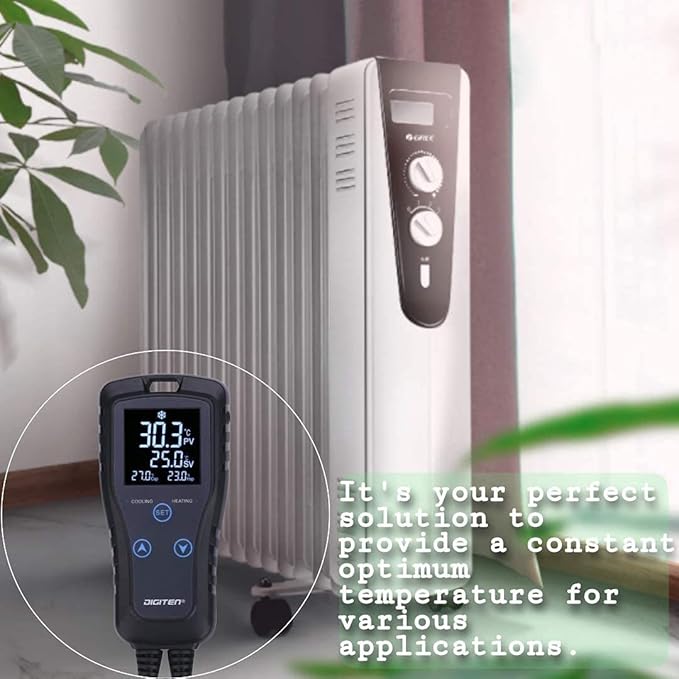 Digital Temperature Controller 2-Stage Thermostat Outlet Heating & Cooling Mode