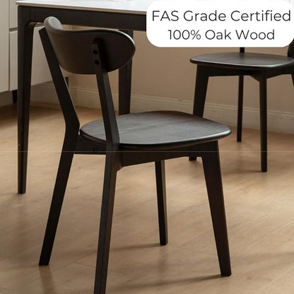 Hymus 100% Solid Oak Wood Dining Room Chairs - Practical Kitchen Chairs for Dining Room, Kitchen, Living Room (4, Black)