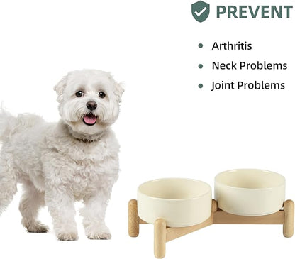 Ceramic 5.1inch Raised Double Bowls Set