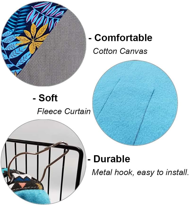 RIOUSSI Guinea Pig Hideout Hideaway Corner Fleece Toys Cage Accessories with Reversible Sides, Blue Leaves