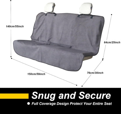 Back Seat Cover for Car Trucks Van SUV,Waterproof Rear Bench Towel Seat Covers for Dogs and Kids,Automotive Backseat Protector (Grey)