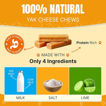 Tibetan Dog Chew Yak Cheese Sticks - Natural Handmade Treats for Large Dogs, Long-Lasting, Easy to Digest with No Additives, Rawhide, Grains, or Gluten, Perfect for Aggressive Chewers, 5 Chews