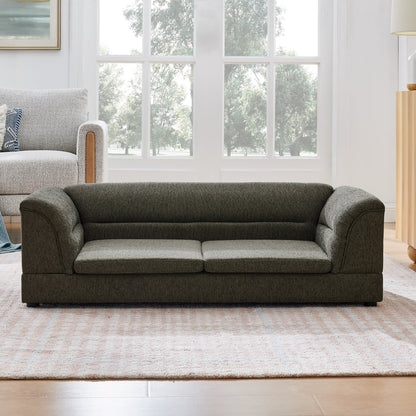 Oversized Pet Sofa, Curved Armrest Rectangular Dog Sofa, Linen Fabric Comfort Pet Couch for Large & Oversized Dogs-Dark Gray