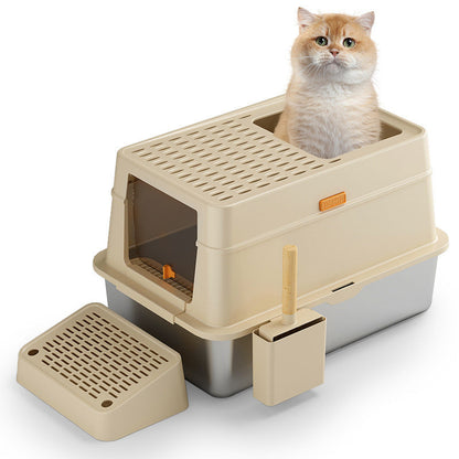 Stainless Steel Cat Toilet Large Fully Enclosed Cat Supplies