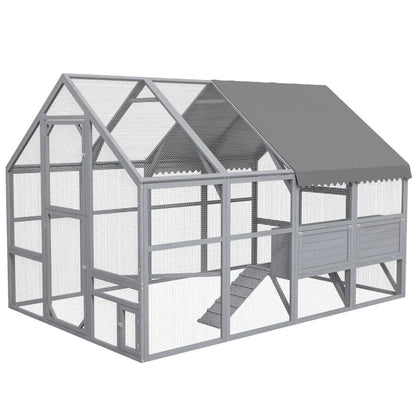 Large Chicken Coop With Nesting Box, Water-Resistant And Anti-UV Cover For 8-12 Chickens, GrayMultiple Packages Shipped. Please Pay Attention To The Dimensions And Weight In The Details.