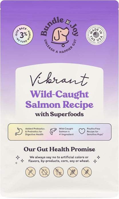 Bundle x Joy Vibrant Salmon Probiotic Dog Food Dry, 4lb Bag, Allergy and Gut-Friendly Adult Kibble for Digestive Health with Wild-Caught Salmon, 20 Plant Based Superfoods, Beef and Poultry Free