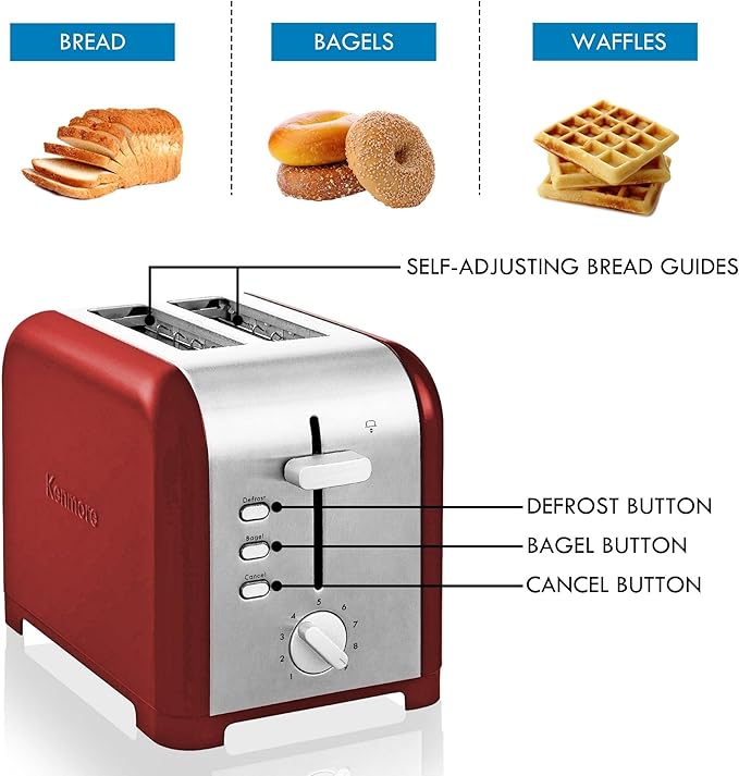 Koolatron Kenmore 2-Slice Toaster, Stainless Steel,