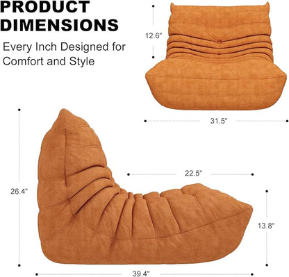 Snug Sofee Bean Bag Chair for Adults, Bean Bag Sofa - Adult Size with Soft Waterproof Fabric for Living Room, Apartments, Reading Corner, Gaming, and Movie Venue (DarkOrange)
