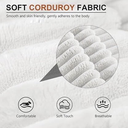 71" Corduroy Loveseat Sofa, 3-Seater Cloud Couch, Boneless Couch in a Box, Comfy Deep Seat Sofa with Memory Foam, Pillows and Wide Armrests, Modern Small Couches for Small Spaces, No Assembly (White)