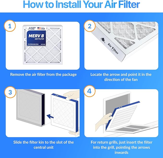 Filter King 38x21x1 Air Filter | 4-PACK | MERV 8 HVAC Pleated A/C Furnace