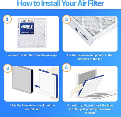 Filter King 38x21x1 Air Filter | 4-PACK | MERV 8 HVAC Pleated A/C Furnace