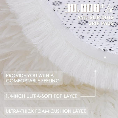 OLANLY 2x5 Machine Washable Runner Rugs for Hallway, Soft Fluffy Shaggy Bedside Rugs for Bedroom, Living Room, Indoor Floor Carpet for Kids Girls and Boys, Nursery Rooms, Home Decor Aesthetic, Ivory