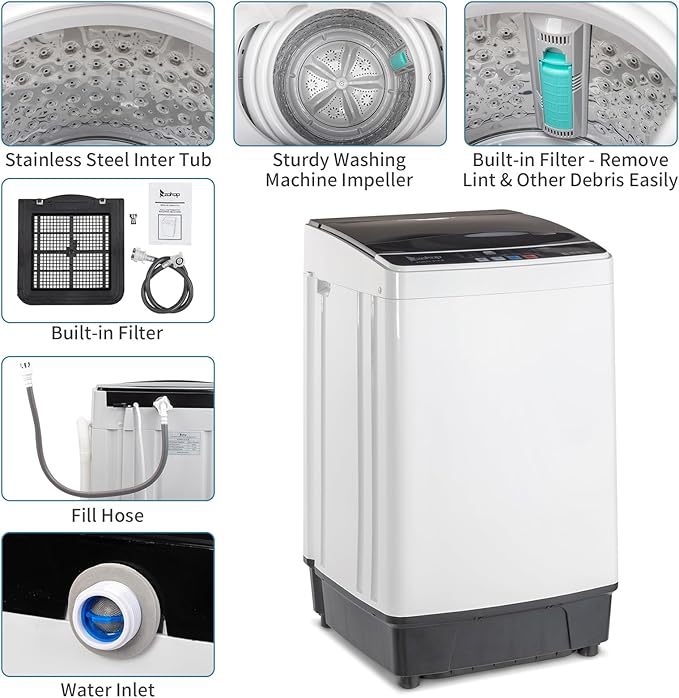 ROVSUN 1.5CuFt Portable Clothes Dryer and 17.6LBS Full-Automatic Washing