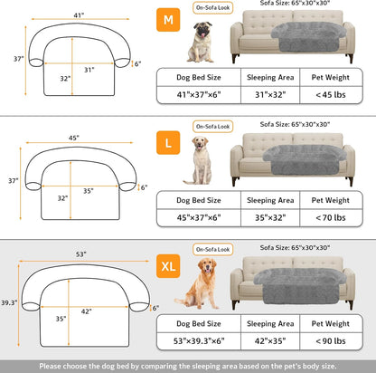 GGIB Calming Dog Bed Fluffy Plush Dog Mat for Furniture Protector with Removable Washable Cover for Large Medium Small Dogs and Cats (Extra Large (53x39.3x6), Grey)