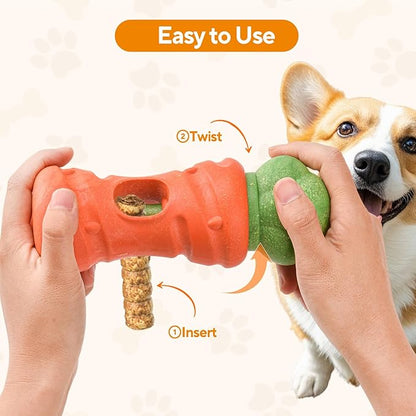 Cute Carrot Bully Stick Holder, Heavy Duty Dog Chew Holder for Medium Large Breeds, Safety Device to Prevent Choking
