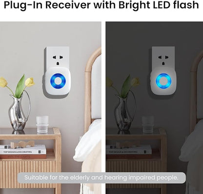 Wireless Doorbell with 2 Receivers 2 Buttons
