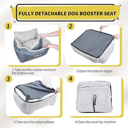 Dog Car Seat for Small Dogs & Cats Under 25 lbs, Grey