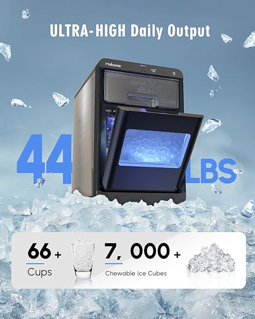 Maksone Nugget Ice Maker Countertop, Self-Cleaning ice Machine