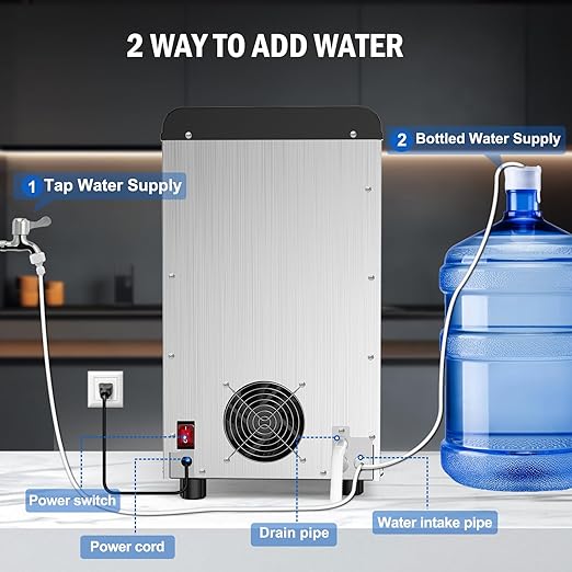Nugget Ice Maker Countertop 50 LBS/Day, 5 LBS Ice Bin, Water Dispenser
