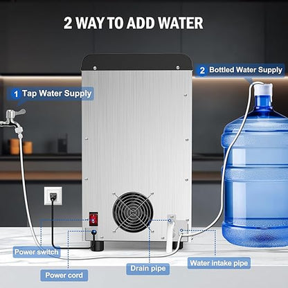 Nugget Ice Maker Countertop 50 LBS/Day, 5 LBS Ice Bin, Water Dispenser