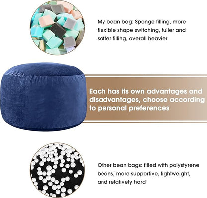 Bean Bag Chairs - Memory Foam Furniture BeanBag Chair - Kids/Teens Sofa with Soft Micro Fiber Cover - Round Fluffy Couch for Living Room Bedroom College Dorm