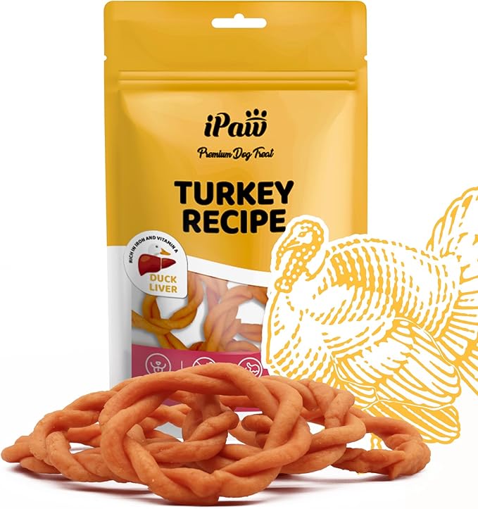 iPaw Turkey Dog Treats, All Natural Human Grade Dog Treat, Suitable for Training chew, US Sourced Raw Material, Hypoallergenic, Rawhide Alternative, Ring (Duck Liver)