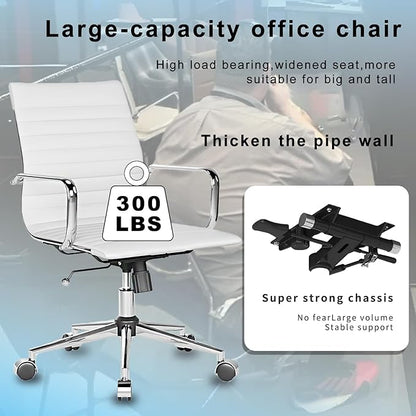 LUXMOD White Office Chair Ergonomic Swivel Desk Chair with Armrests Comfortable Heavy-Duty Chair for Office or Conference Table ，White 22.83in Seat