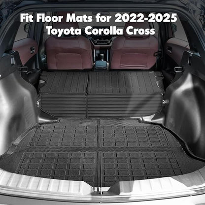 Backrest Mats & Cargo Liner Compatible for 2022-2025 Toyota Corolla Cross Trunk Mat seat Back Cover for Corolla Cross 2022-2025 Accessories (Only Fit SUV FWD Gasoline)