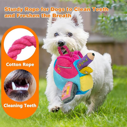 Hide and Seek Dog Toys, Squeaky Interactive Puzzle Dog Toys for Boredom and Stimulation, Dog Enrichment Toys with Rope for Small and Medium Dogs
