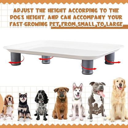 Marsui Ant Proof Pet Food Tray, Waterless Raised Cat Dog Bowl Stand with Adjustable Legs, No-Fill Physical Barrier for Indoor Feeding Station, Kitchen Sweets and Trash Area(43mm-75mm,White)