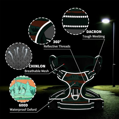 Timos No Pull Dog Harness,No Choke Front Clip Dog Reflective Harness,Adjustable Soft Padded Pet Vest with Easy Control Handle for Large Dogs,Wilderness,L