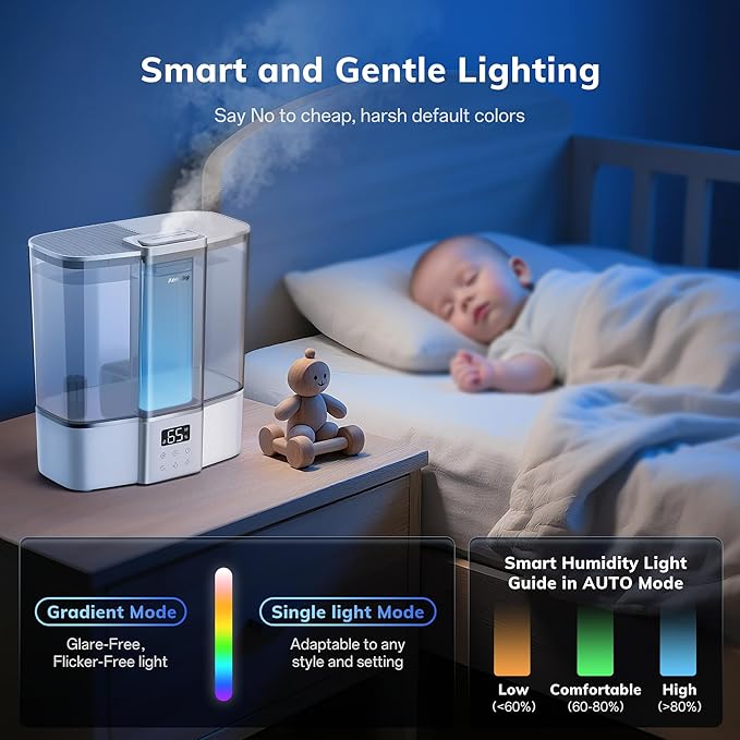 Geek-Level Aeocky Humidifier for Baby, Quiet Ultrasonic Humidifiers for Bedroom