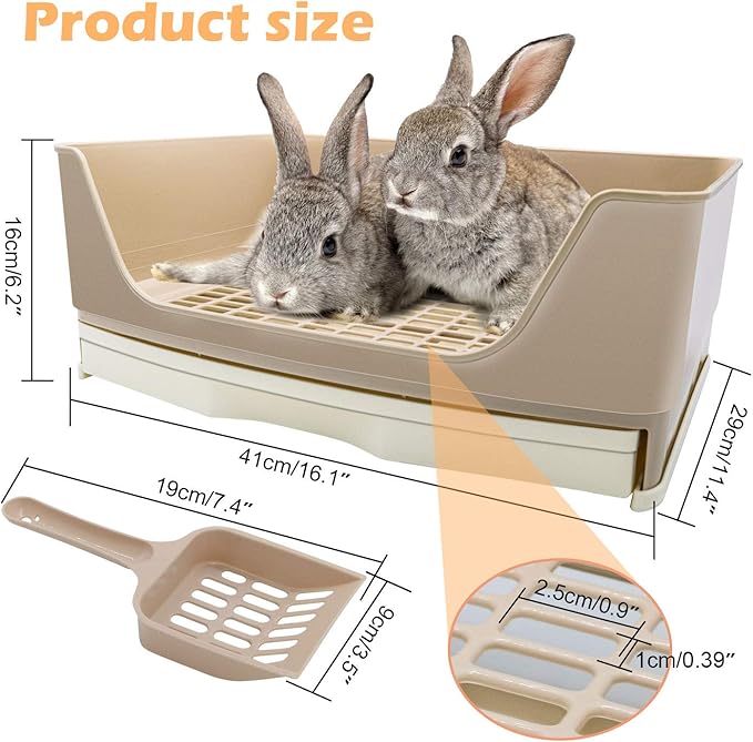 BWOGUE Large Rabbit Litter Box Toilet,Potty Trainer Corner Bedding with Drawer Larger Pet Pan for Adult Guinea Pigs, Rabbits, Hamster, Chinchilla, Ferret, Galesaur, Small Animals(White)