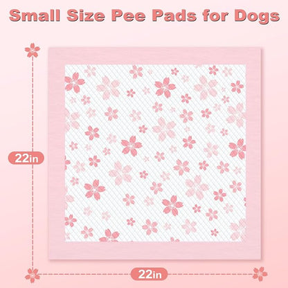 MIZOK Pink Puppy Pads with Adhesive Tabs Wee Wee Pads for Dogs 22x22in 30Ct | Cute Cherry Blossom Designs Feature Pheromone Attractant for Fast Training Small Dog Potty Pads Ideal for Female Puppy Needs