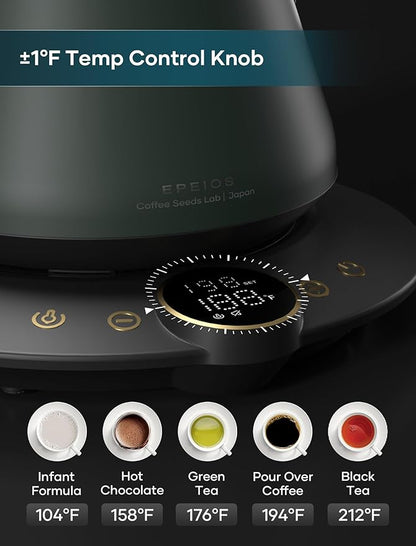Gooseneck Electric Kettle with ±1℉ Temperature Control