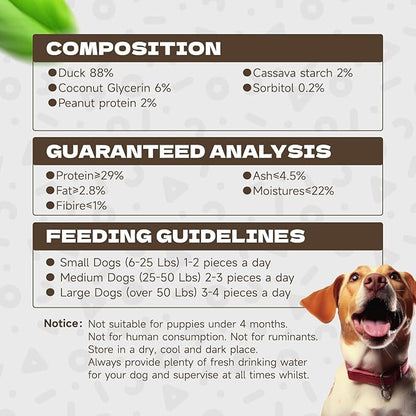 Duck Sausage Soft Dog Treats, Duck Jerky Training Treats Skiny Coat Dog Chews for Senior Small Medium Large Breed 10.58oz