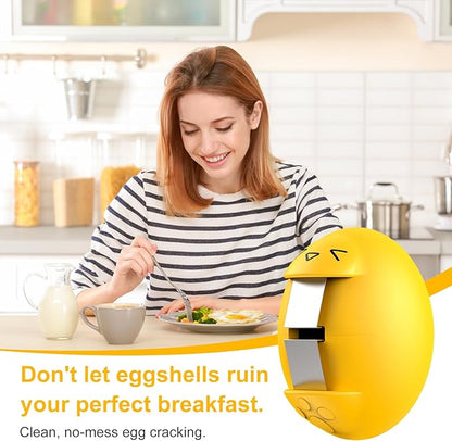 Egg Cracker, Silicone Egg Shell Opener, Cute Egg Shaped Design, Opens Eggs with Ease, A Little Happiness Boost for Your Kitchen (1, Yellow)