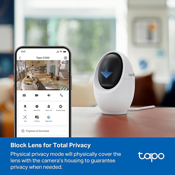 Tapo 4K Indoor Pan/Tilt Wired Security Camera