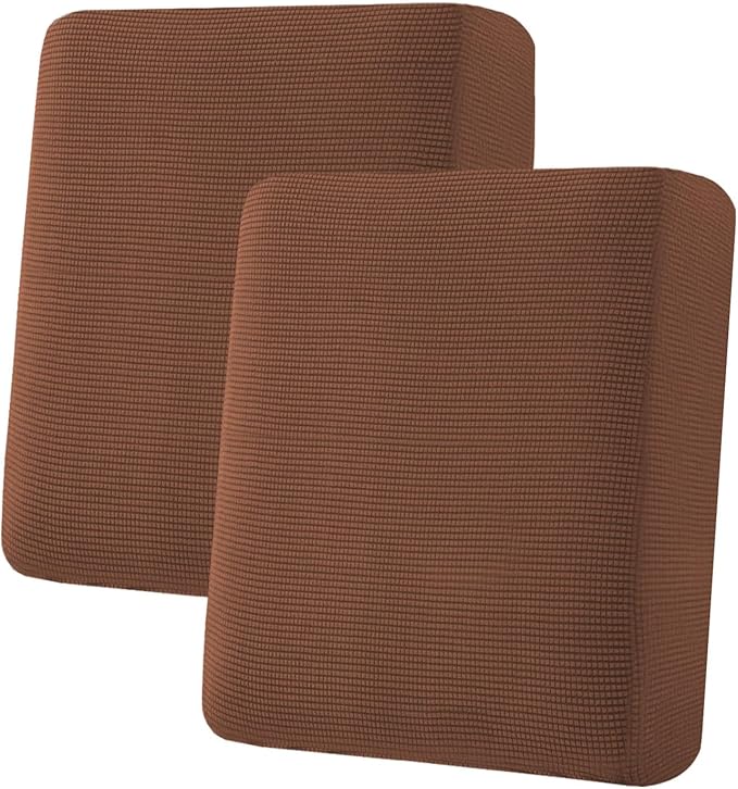 H.VERSAILTEX Super Stretch Individual Seat Cushion Covers Sofa Covers Couch Cushion Covers Slipcover Sets Thick Jacquard Textured Twill Fabric (2 Piece Medium Sofa Cushion Covers, Caramel)